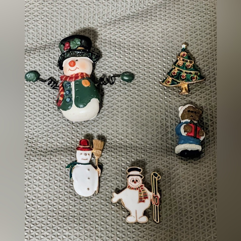 Festive Vintage Holiday Brooch Set